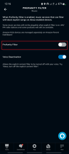 disable alexa profanity filter